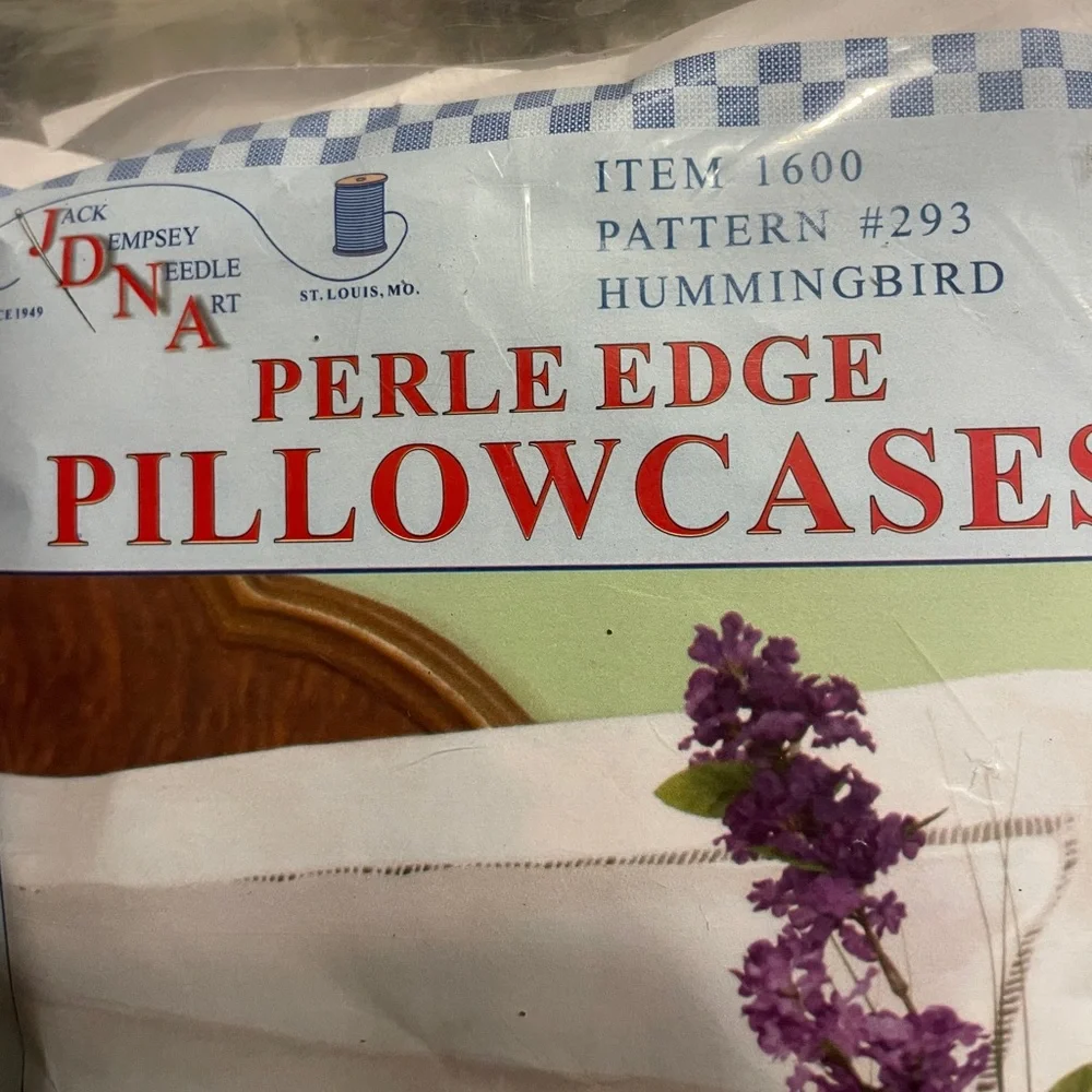 Stamped Pillowcases Cross Stitch Kit Embroidery 2 Pack Hummingbird Morning Glory
